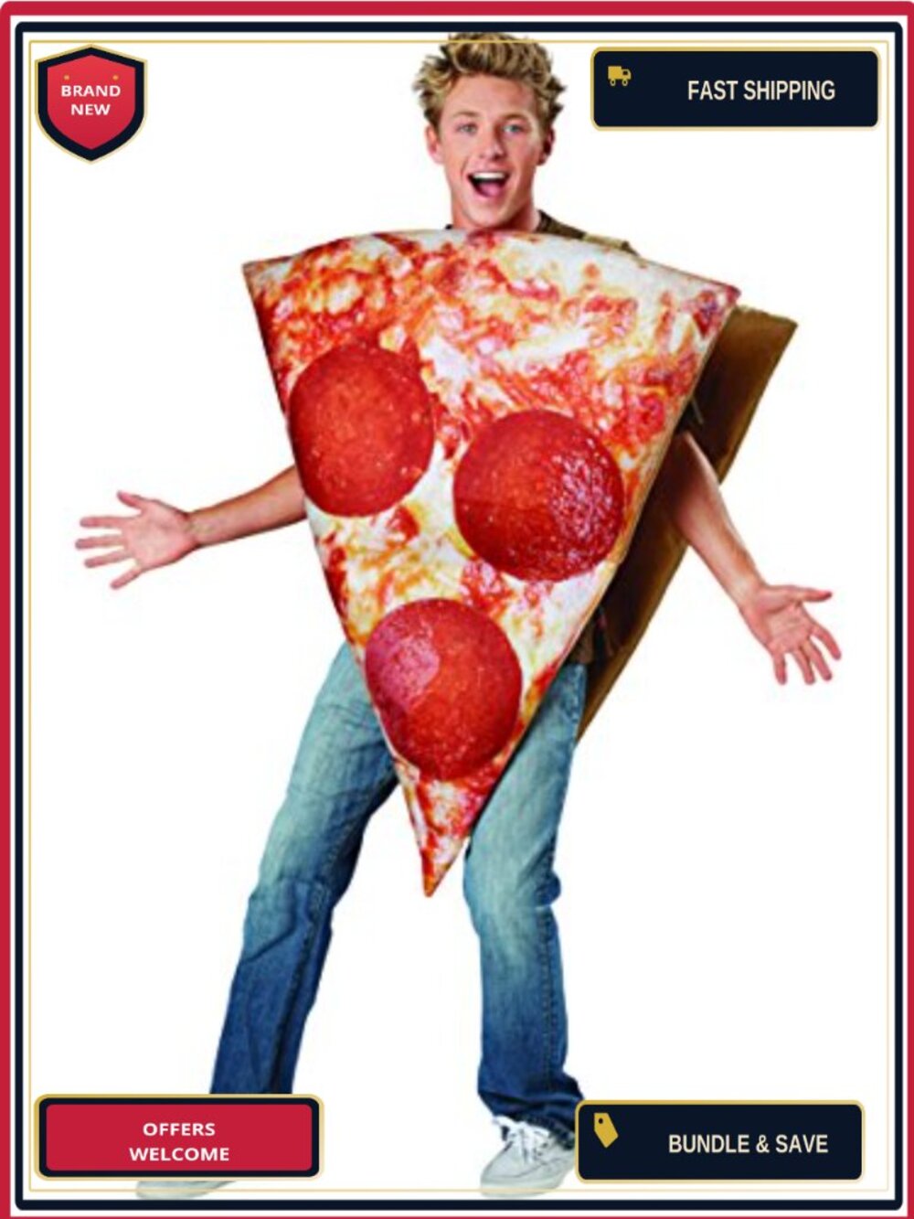 Realistic Pizza Slice Adult Costume One Size Fits Most Halloween